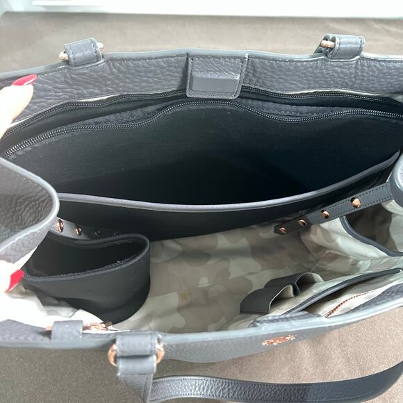 Dagne Dover Allyn Tote Bag Pebbled Gray Leather Travel Satchel - Picture 16 of 16